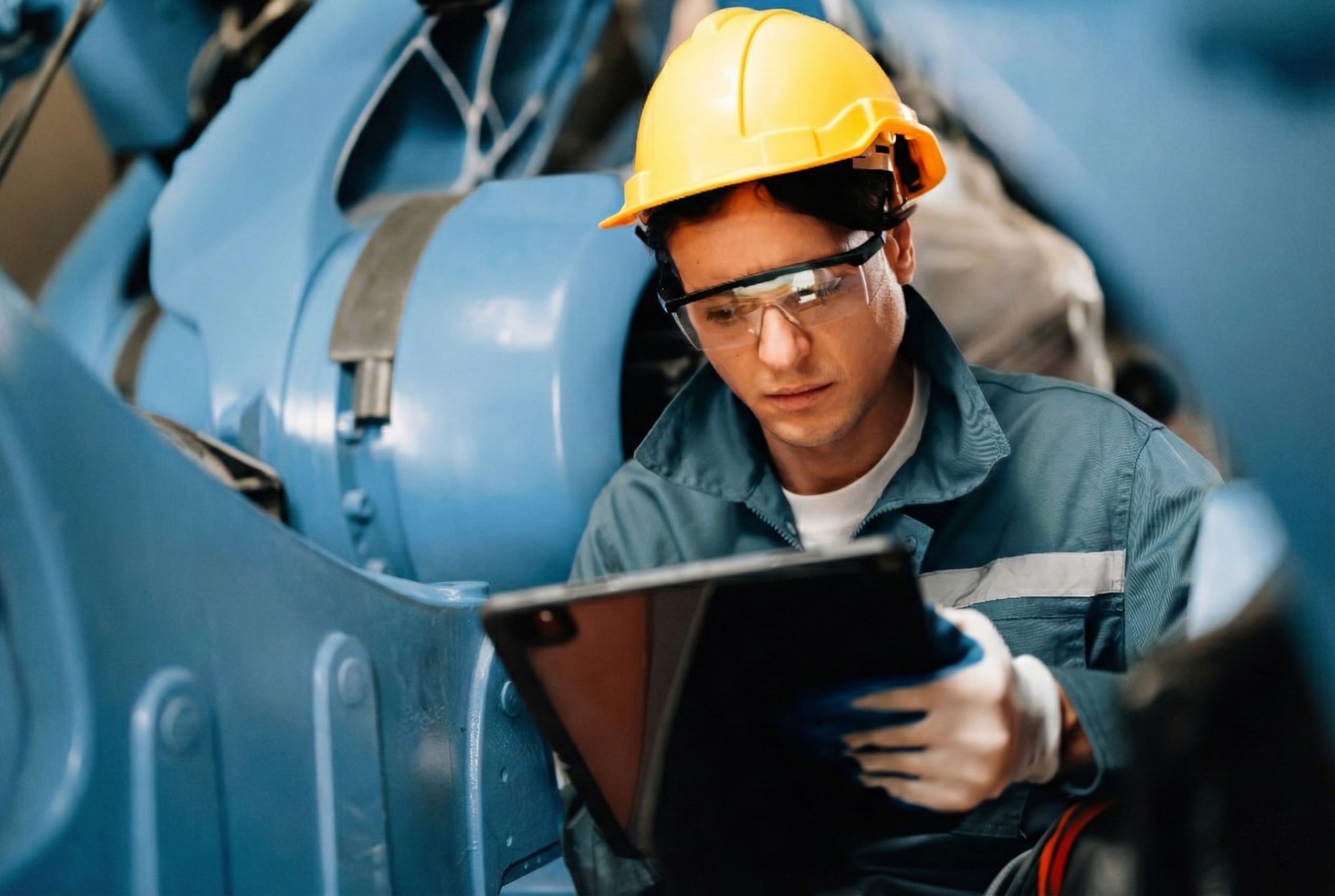 Technical inspection of industrial equipment during an operational assessment.