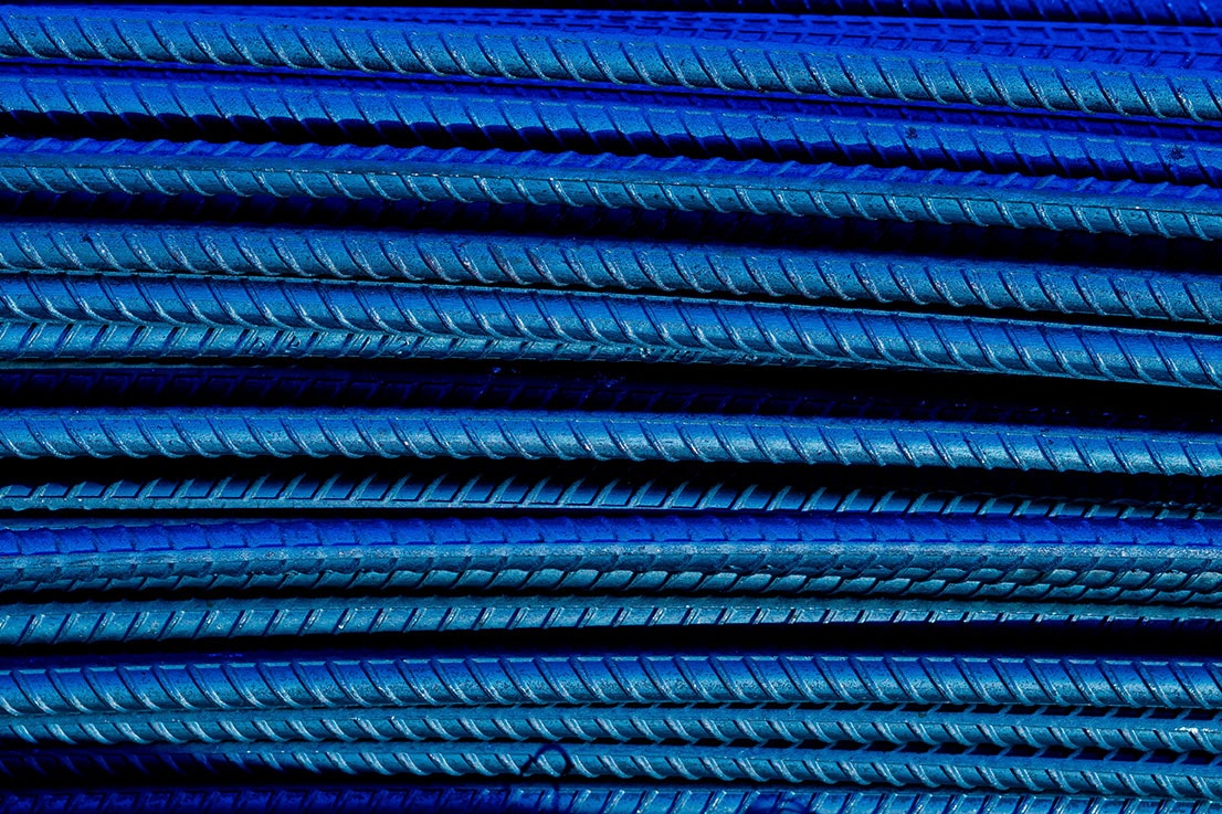 Close view of reinforcement steel used as an industrial texture.